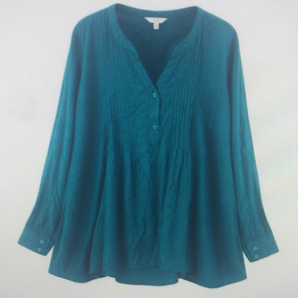 Terra & Sky Teal Long-Sleeve Peasant Tunic